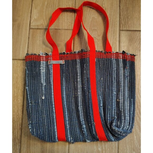 Handmade Recycled Denim Jeans Shoulder Bag Purse, Boho Quilted Double Strap Blue - Picture 2 of 3